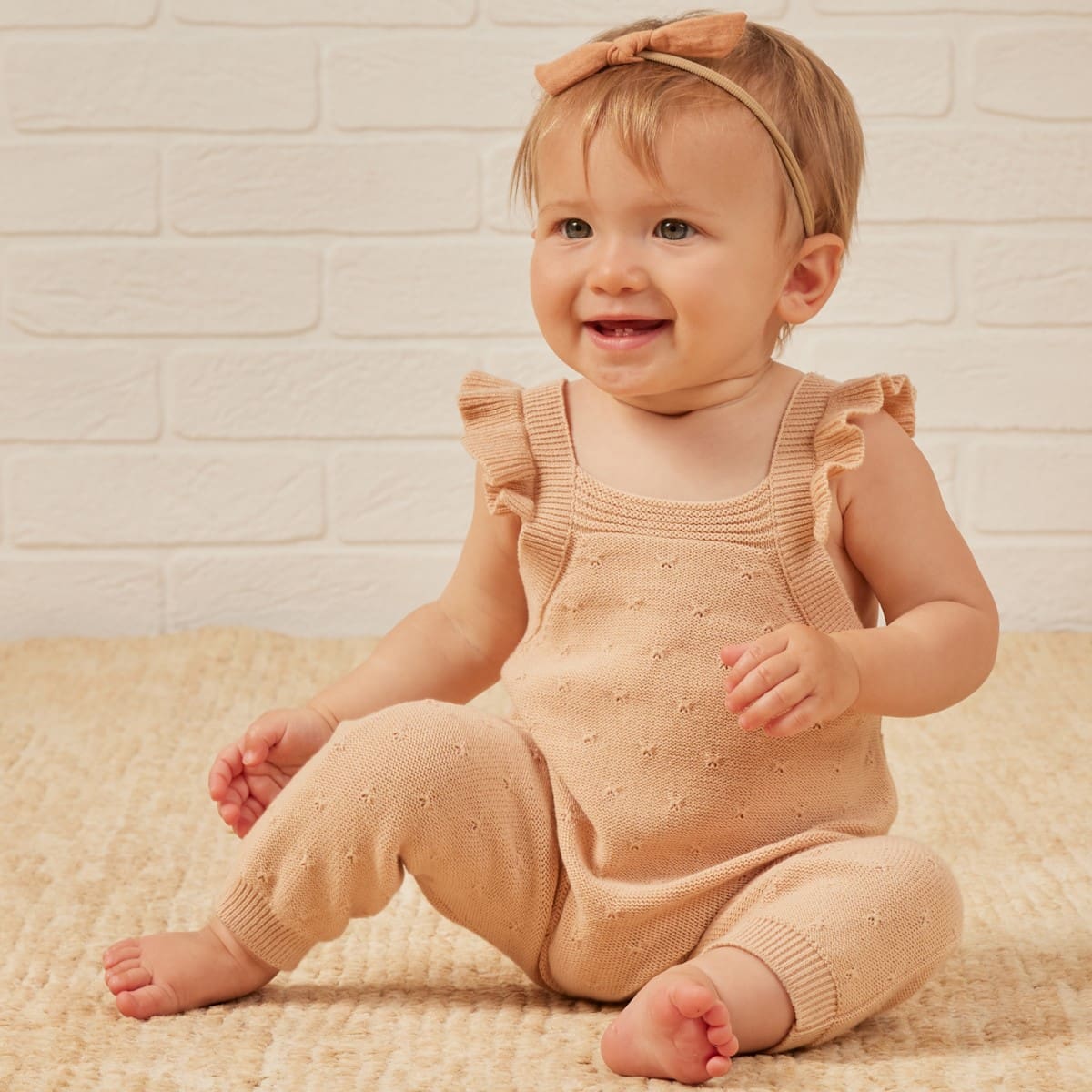 Pointelle Knit Overalls | Shell