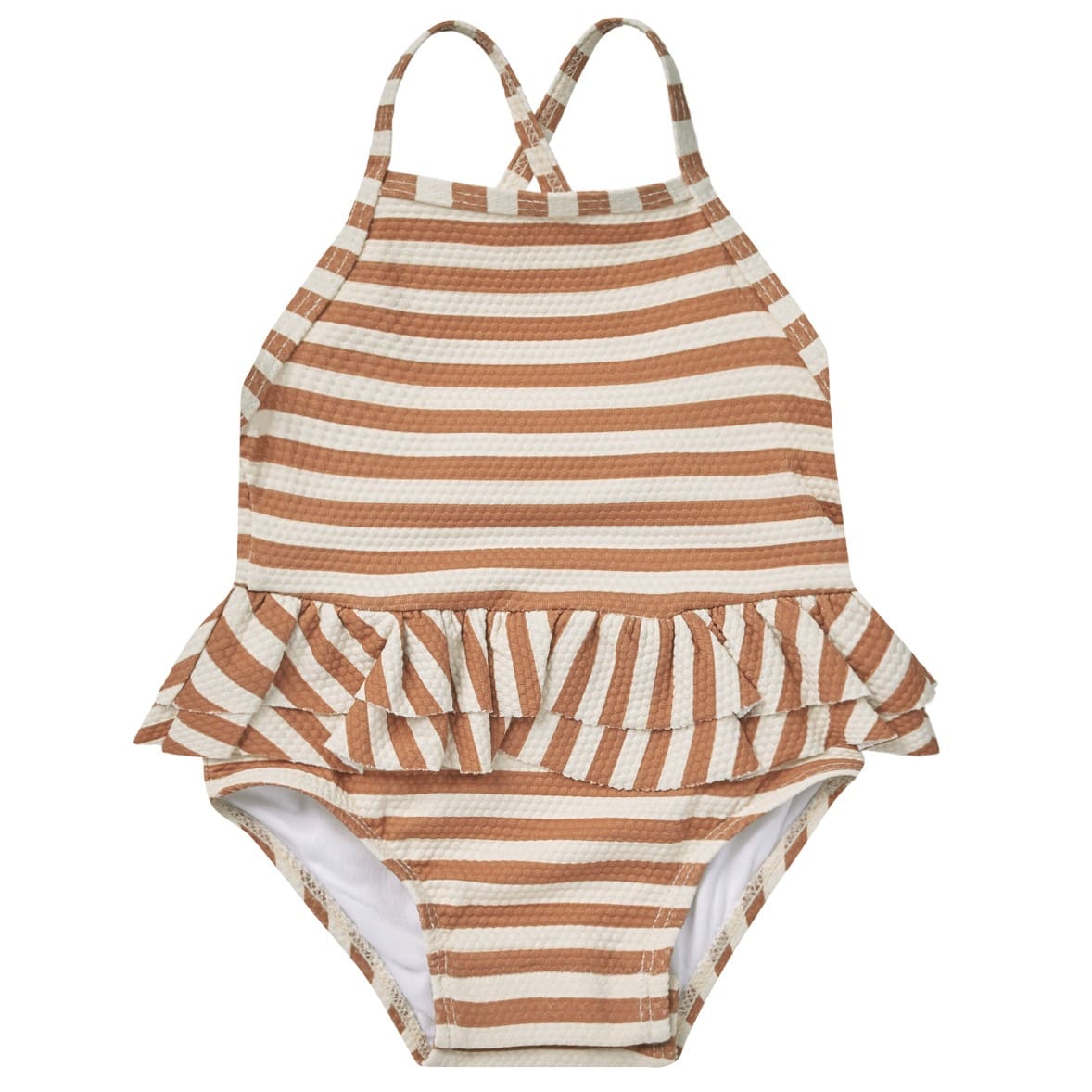 Ruffled One-Piece Swimsuit | Clay Stripe