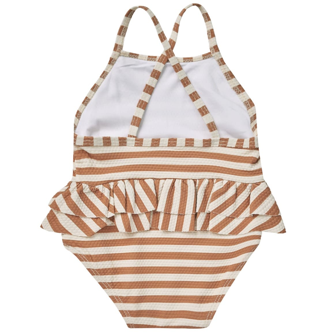 Ruffled One-Piece Swimsuit | Clay Stripe