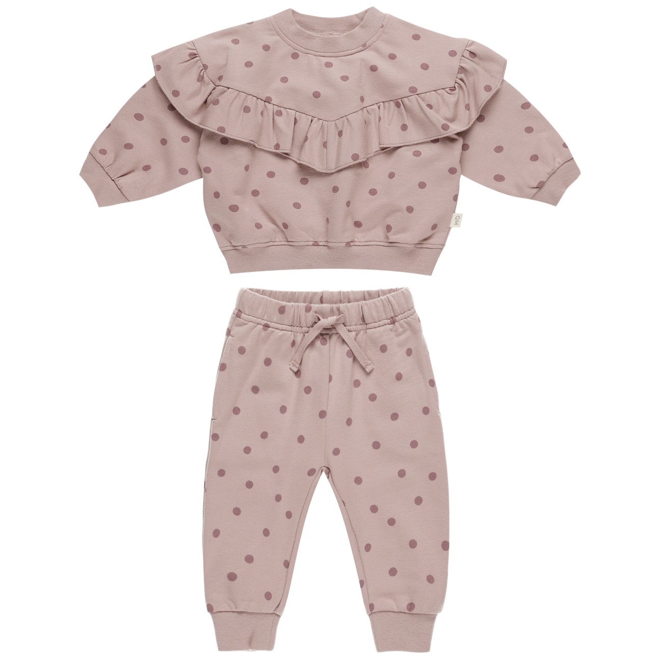 Ruffle Fleece Sweatshirt & Relaxed Fleece Sweatpant | Polka Dots