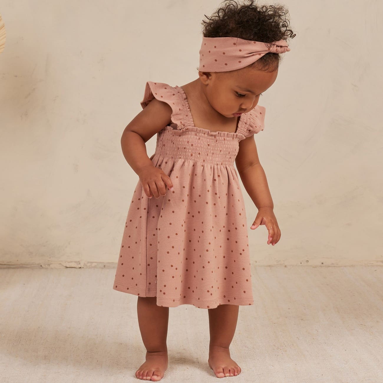 Smocked Jersey Dress | Polka Dot