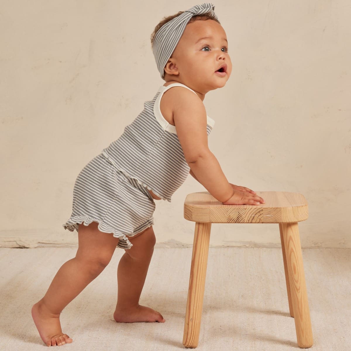 Evie Tank + Shortie Set | Lagoon Micro Stripe