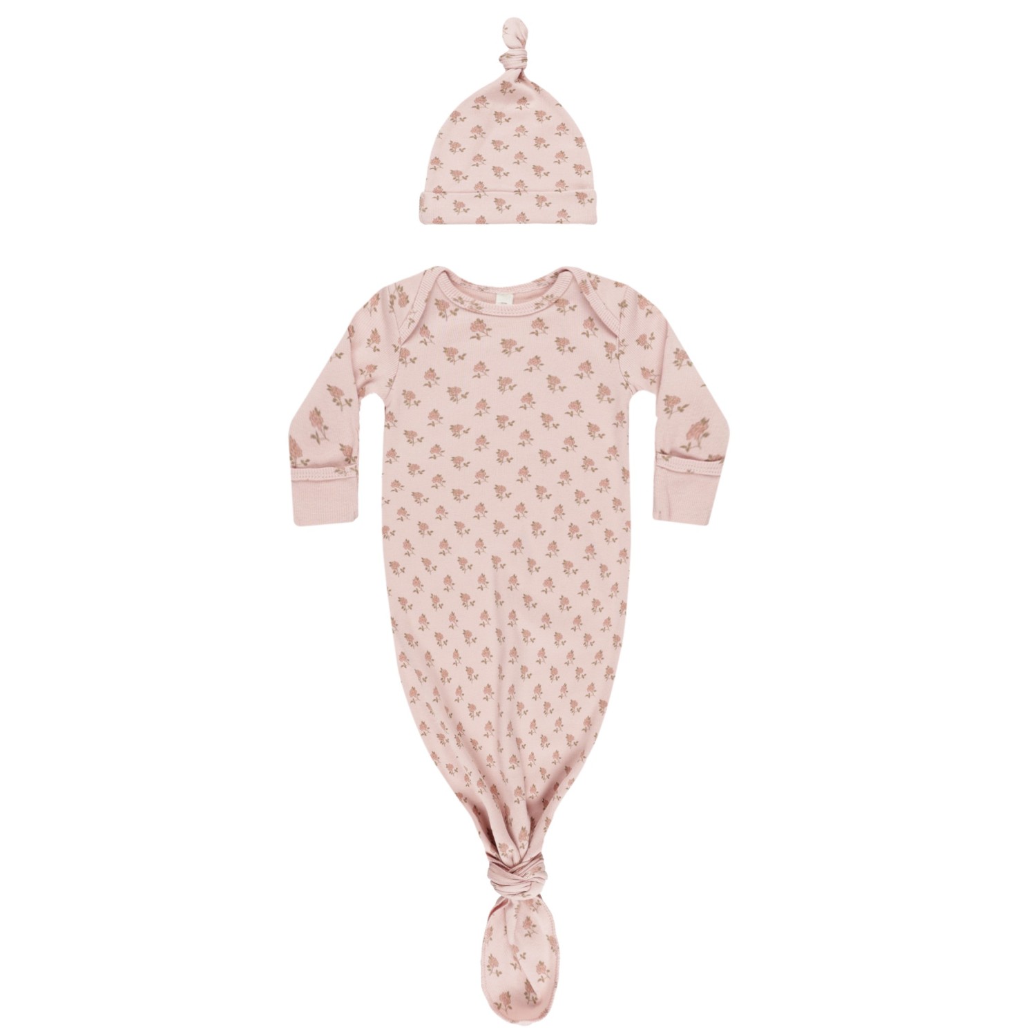 Knotted Baby Gown + Hat Set | Roses