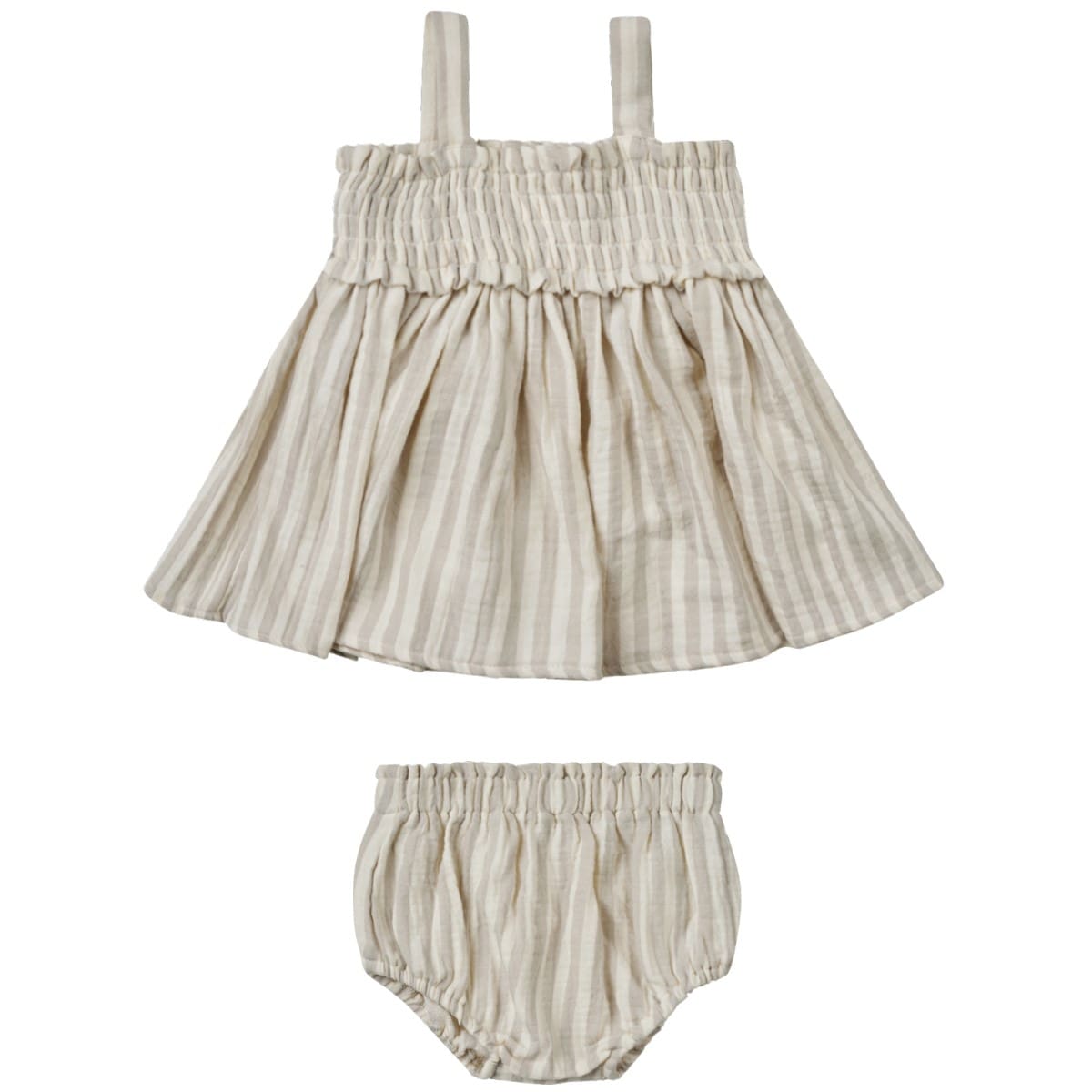 Mae Smocked Top + Bloomer Set | Ash Stripe