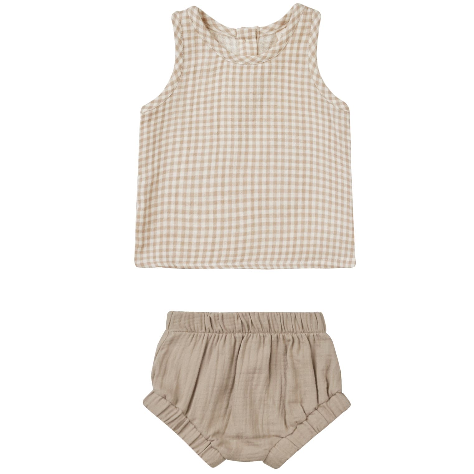Woven Tank & Short Set | Oat Gingham