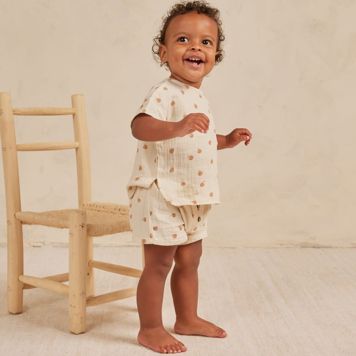 Woven Boxy Top + Short Set | Oranges