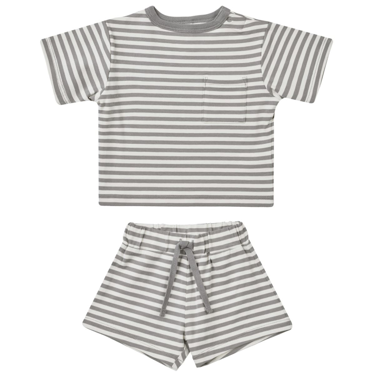 Boxy Pocket Tee + Short Set | Lagoon Stripe