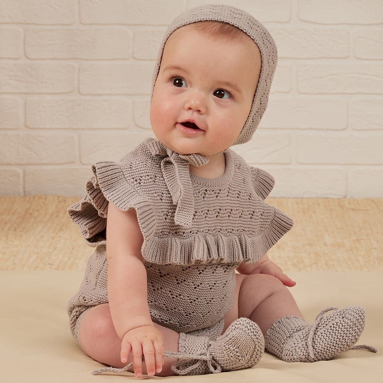 Pointelle Ruffle Romper | Lavender