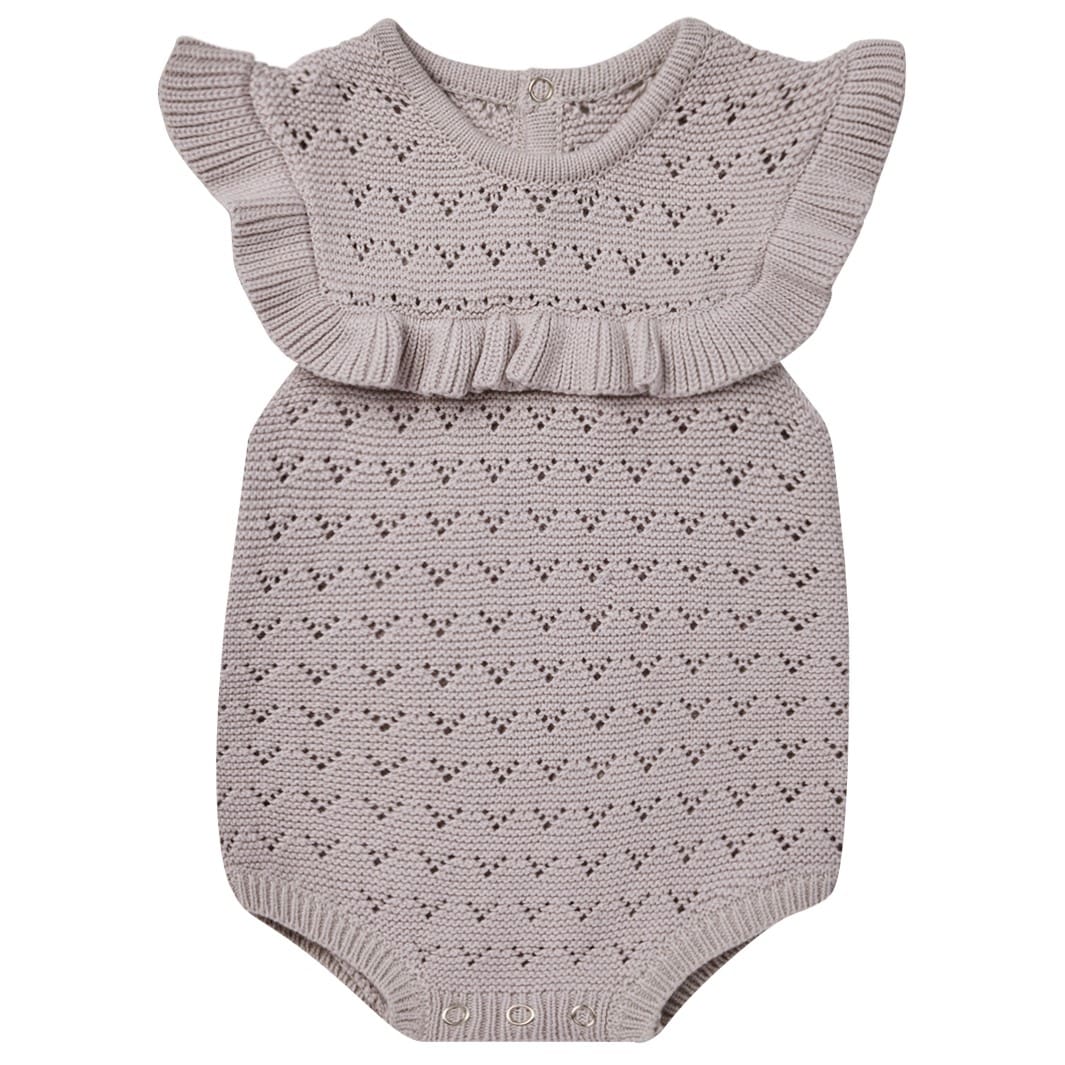 Pointelle Ruffle Romper | Lavender