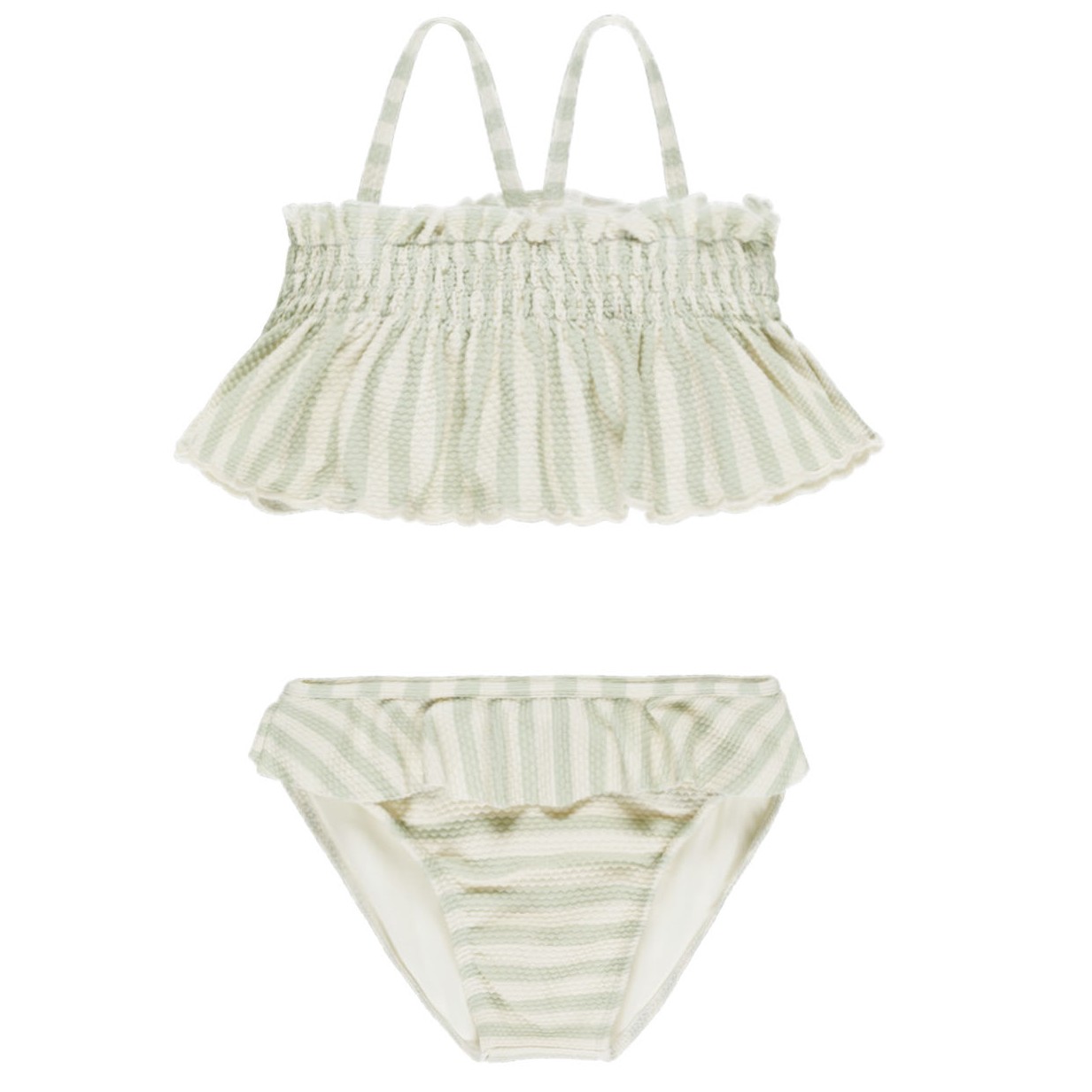 Smocked Ruffle Bikini | Mint Stripe