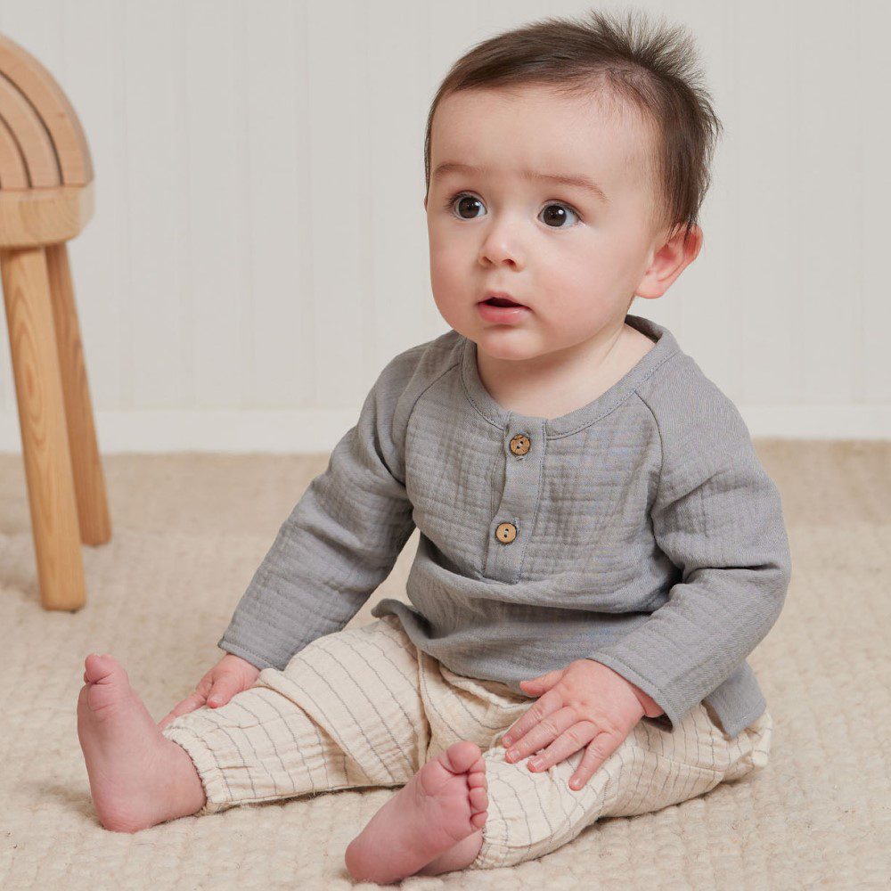 Dusty Blue Zion Shirt & Vintage Stripe Woven Pant