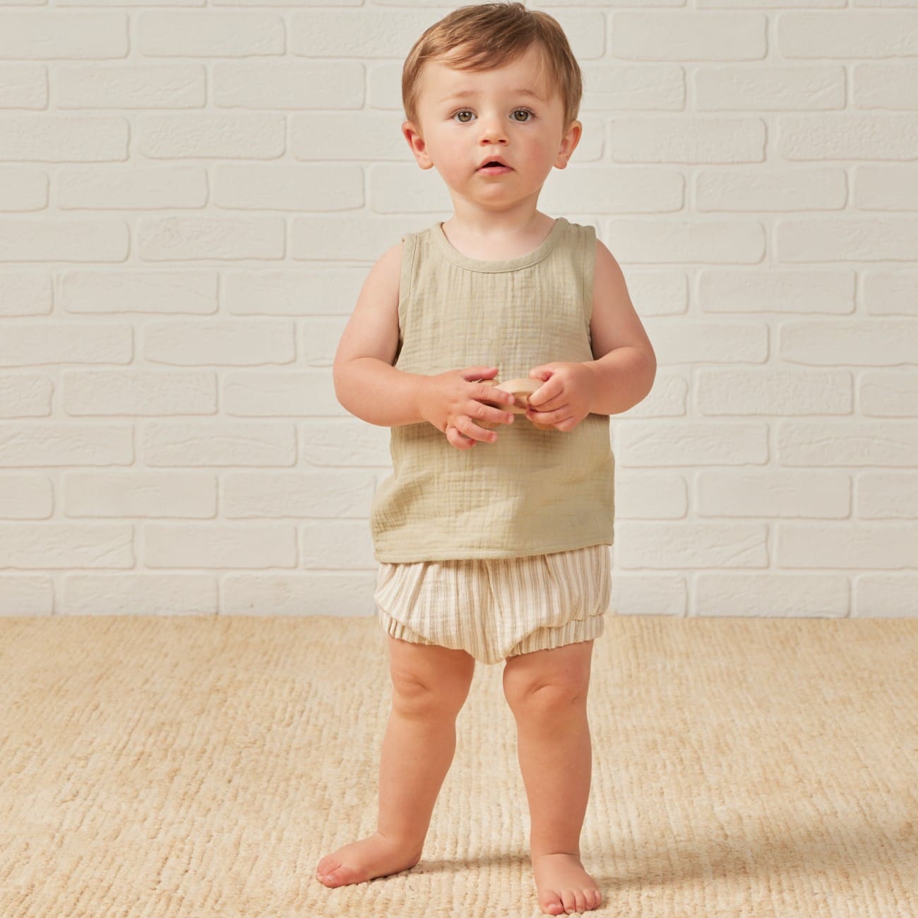 Woven Tank & Short Set | Oat Gingham