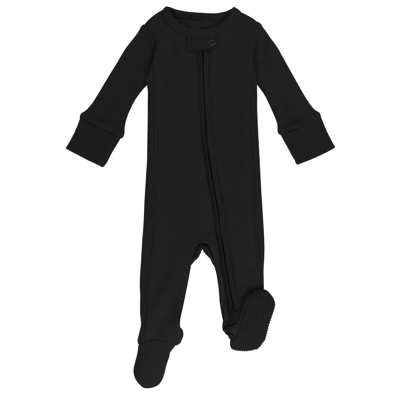Ribbed Zipper Footie | Black