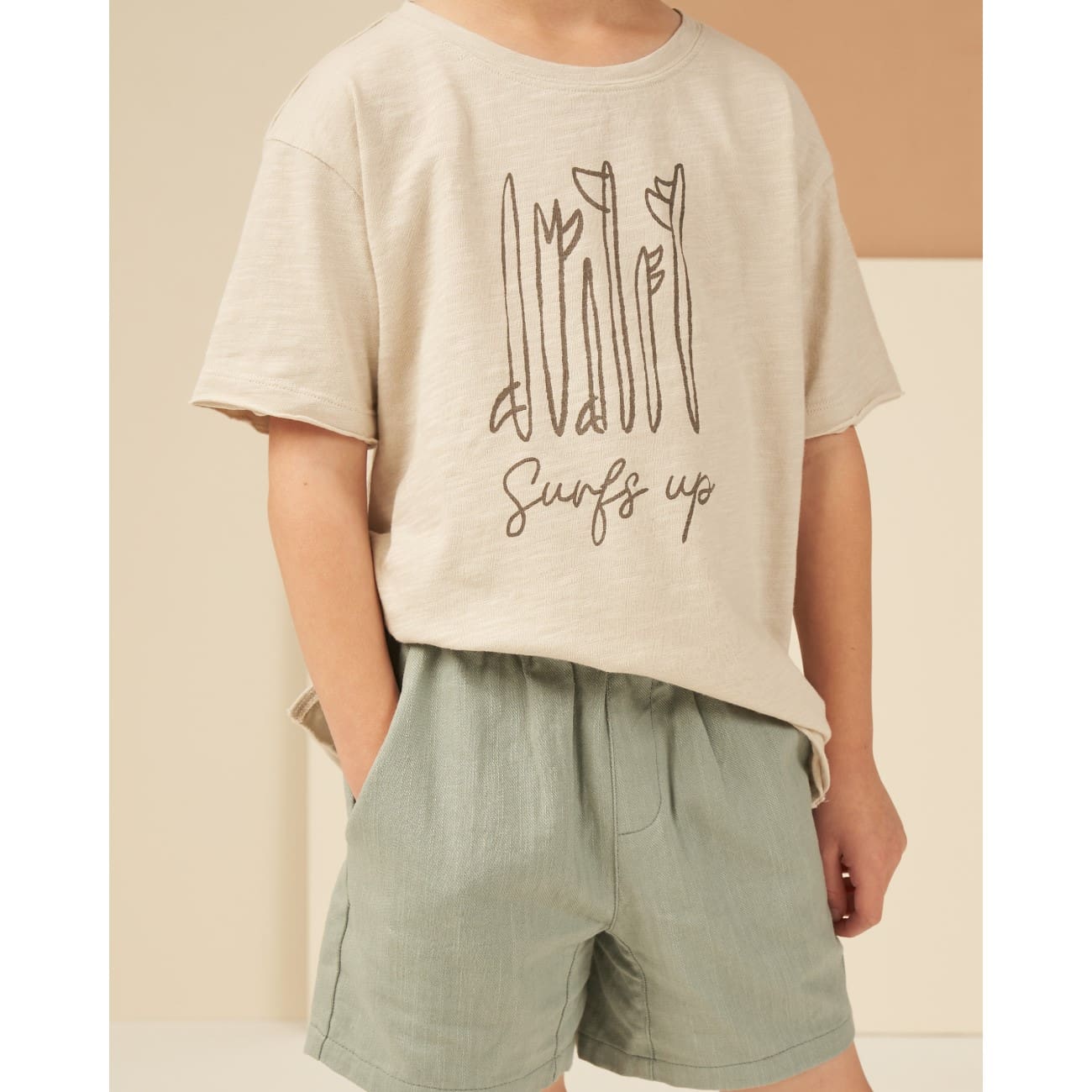 Surf's Up Raw Edge Tee & Aqua Bermuda Short