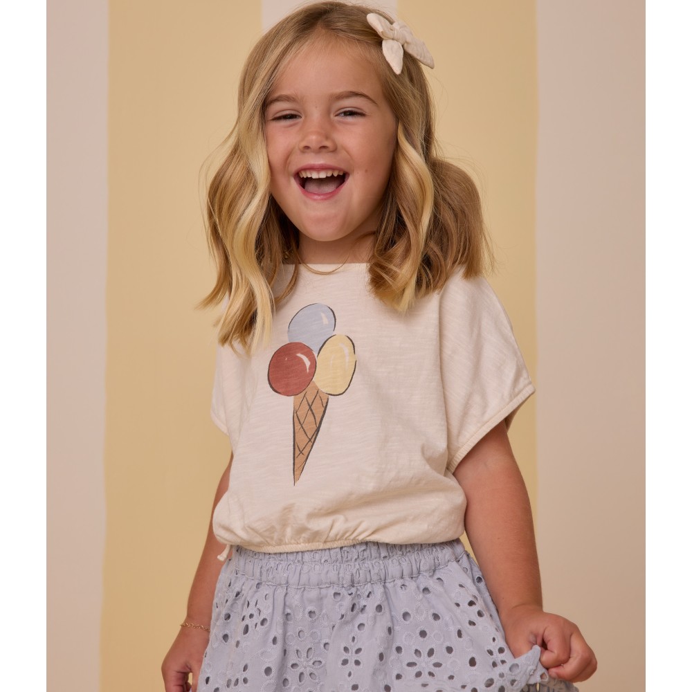 Gelato Cropped Cinched Tee & Light Blue Rose Mini Skirt