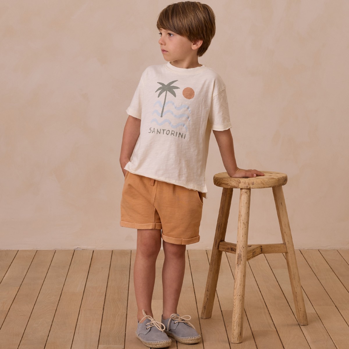 Raw Edge Tee Santorini & Relaxed Short Grapefruit