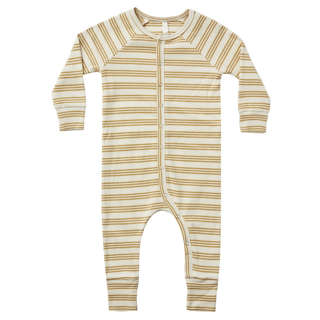 Ribbed Longjohn Pajamas | Gold Stripe