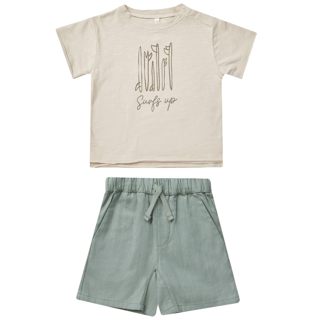 Surf's Up Raw Edge Tee & Aqua Bermuda Short