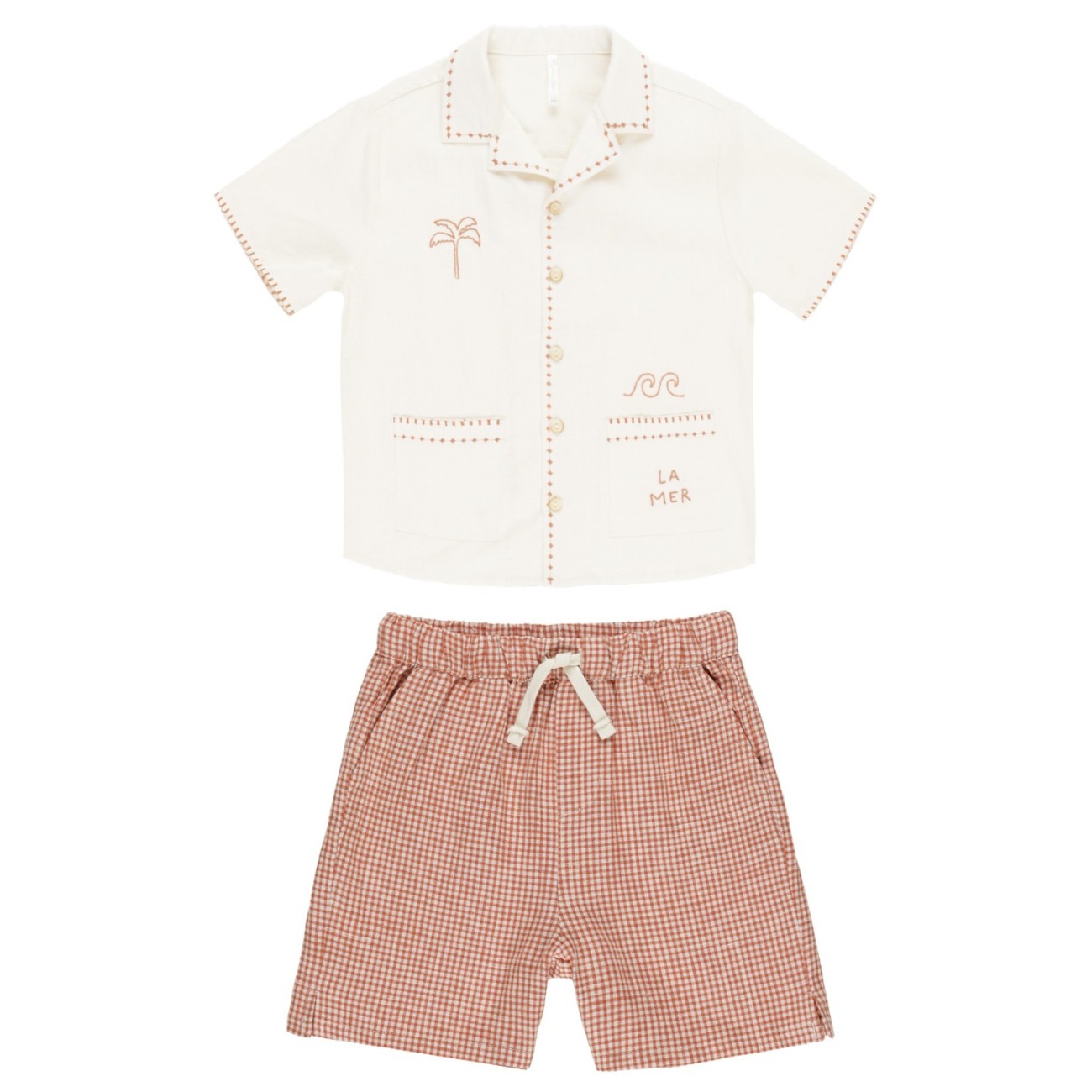 La Mer Lapel Collar Shirt & Poppy Gingham Perry Short