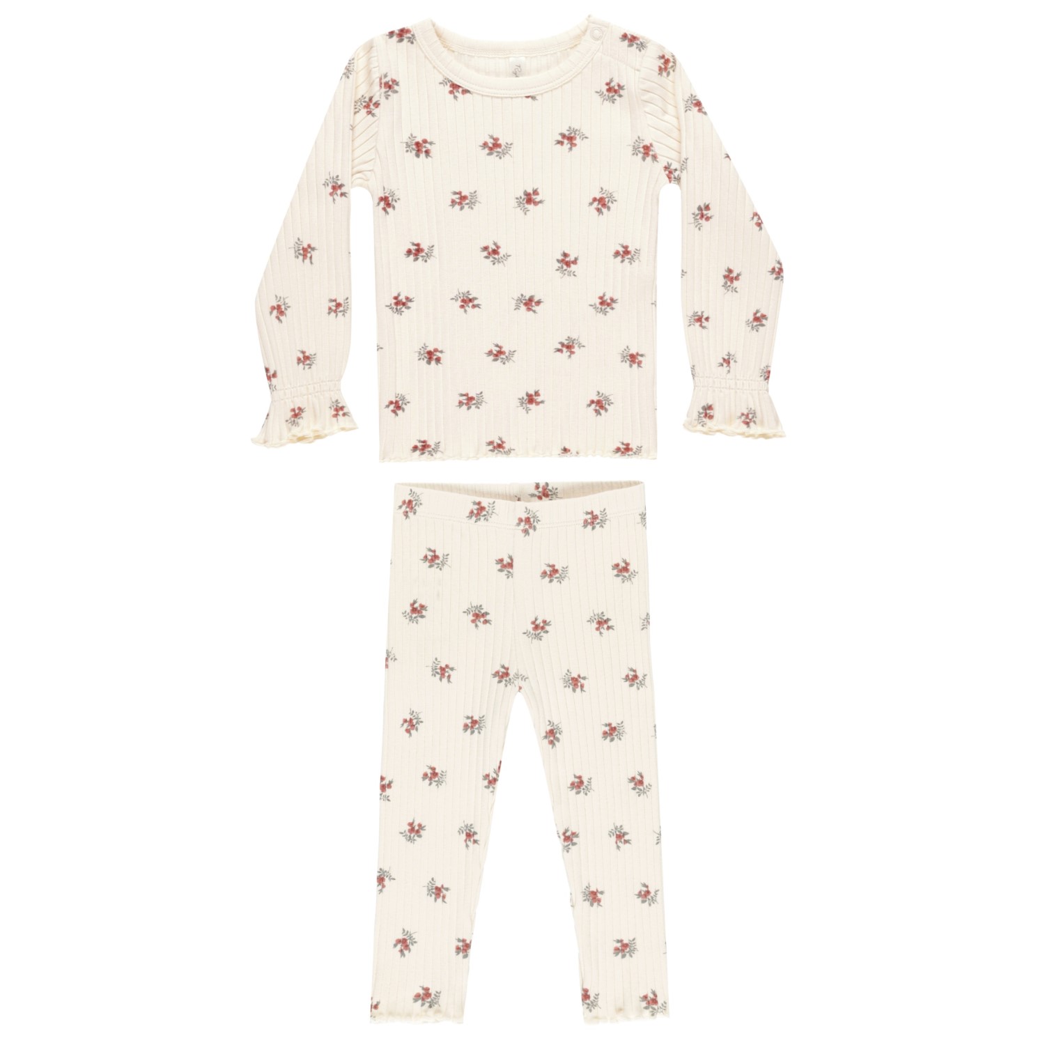 Ribbed Long Sleeve Top | Brick Ditsy