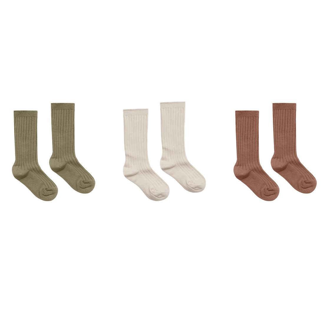 3 Pack Rib Knit Solid Socks | Olive/Stone/Wine
