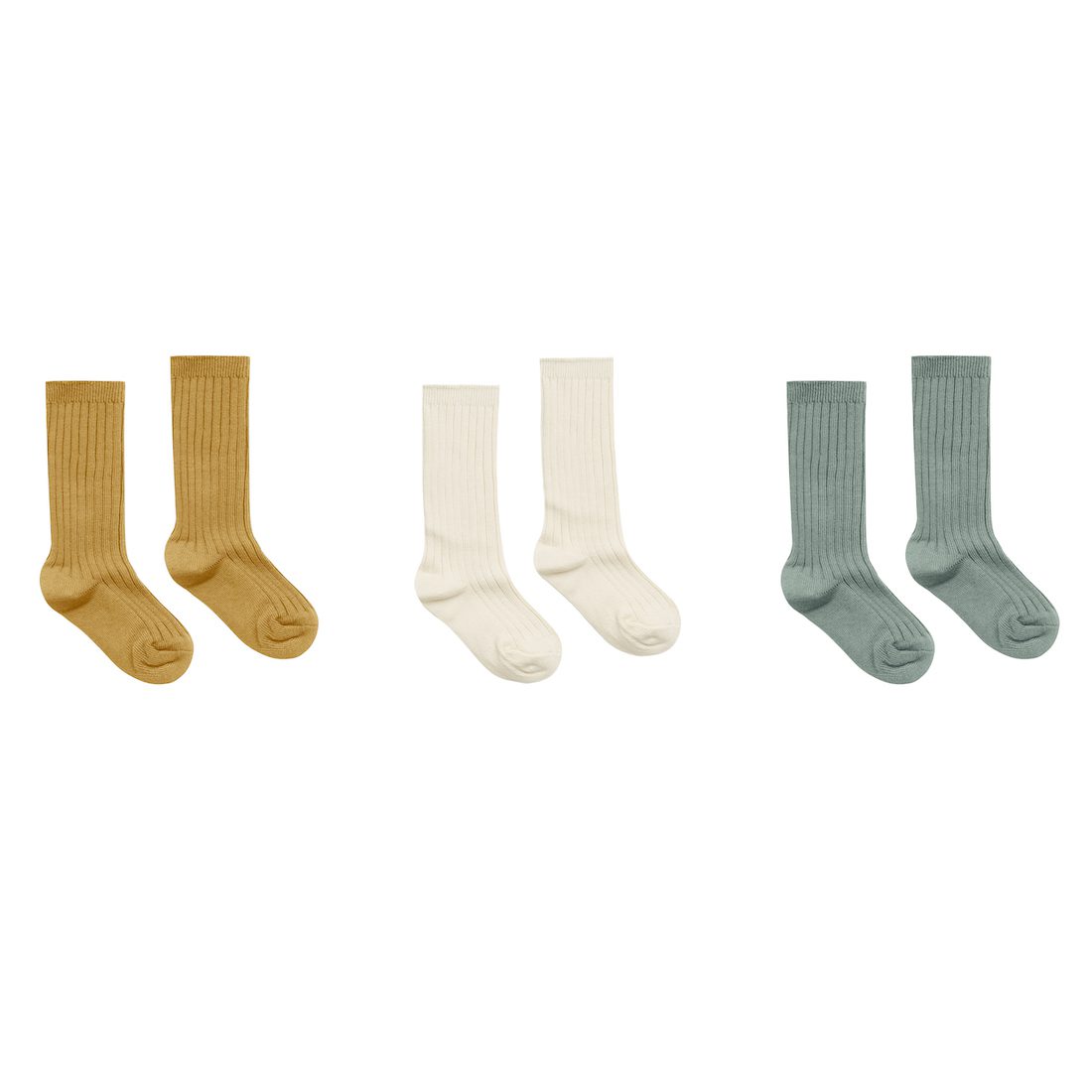 Ribbed Socks | Gold, Ivory, Aqua