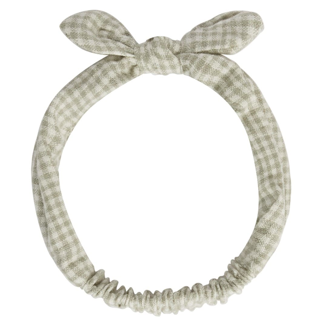 Baby Bow Headband | Sage Gingham