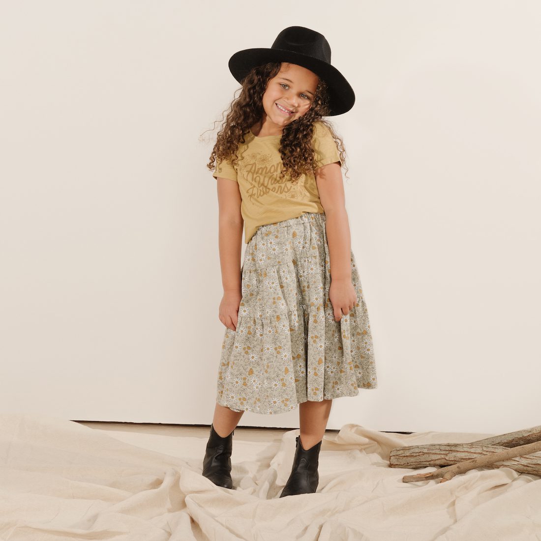 Among The Wildflowers Basic Tee & Wildflowers Midi Skirt