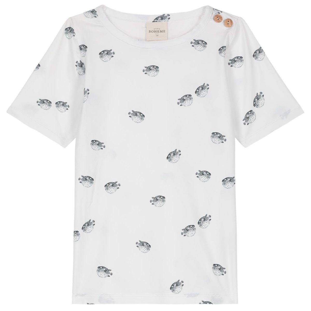 Anti UV T-Shirt & Swimming Shorts | White Puffer Fish