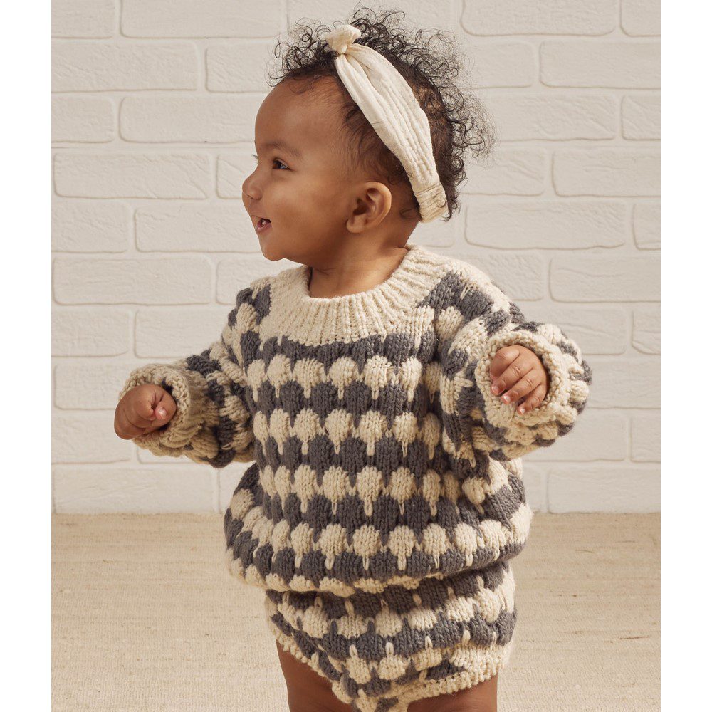 Relaxed Knit Sweater & Knit Bloomer | Slate Stripe