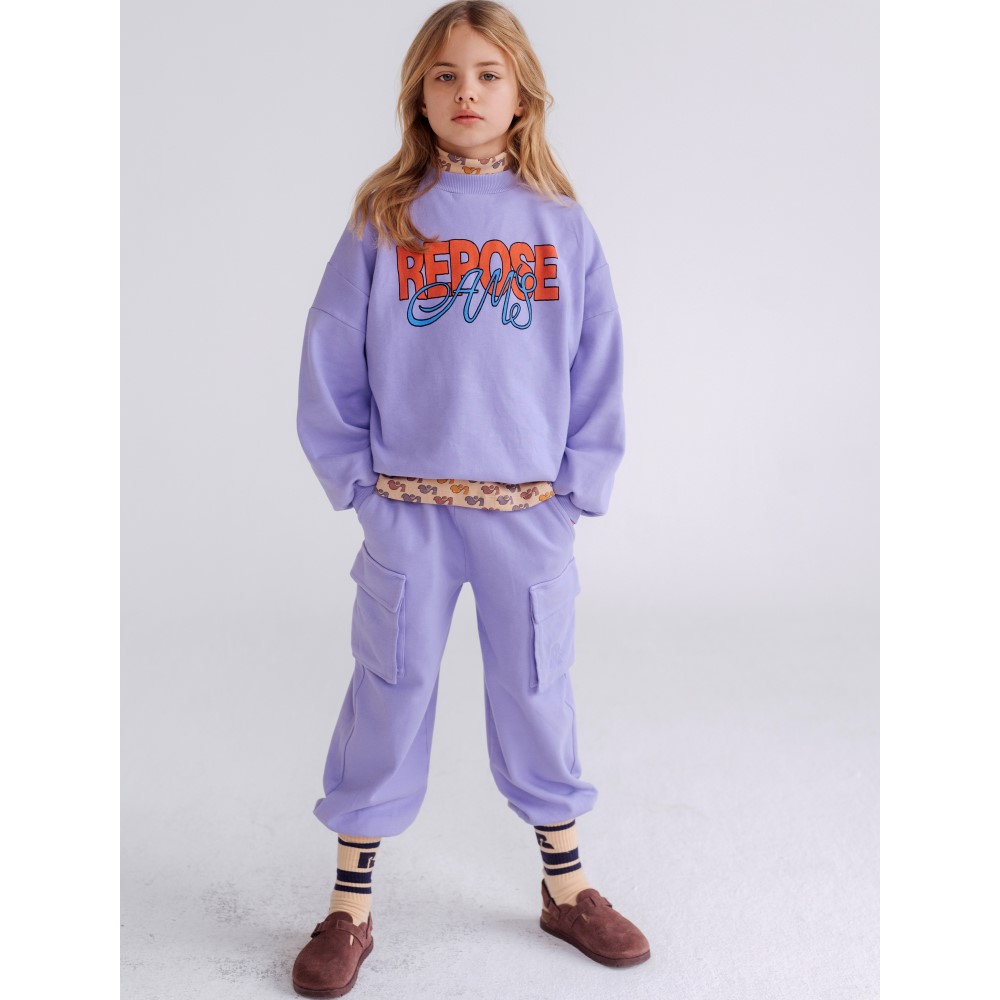 Crewneck Sweater & Cargo Pants | Bright Violet
