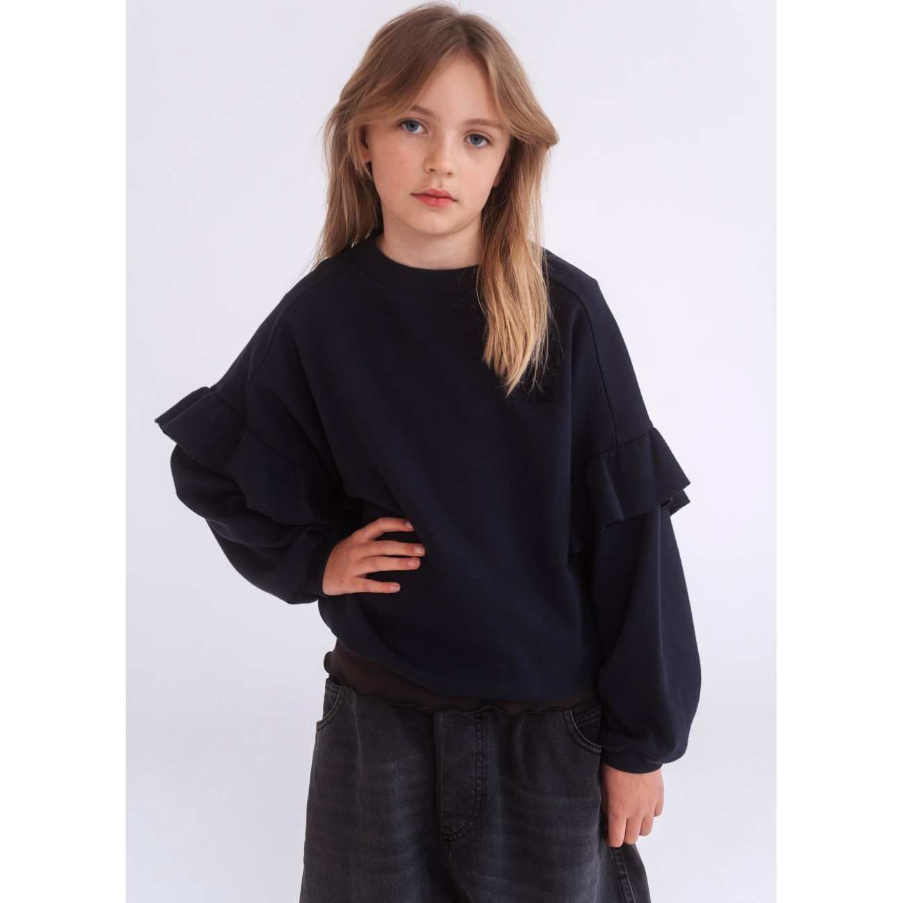 Ruffle Sweater Short | Deep Dark Blue