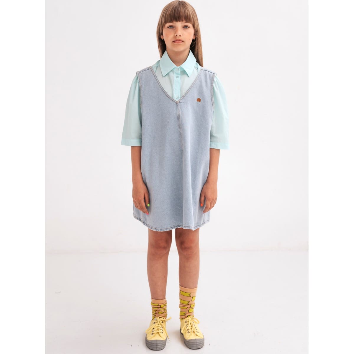 Pinafore Dress | Bleached Light Blue