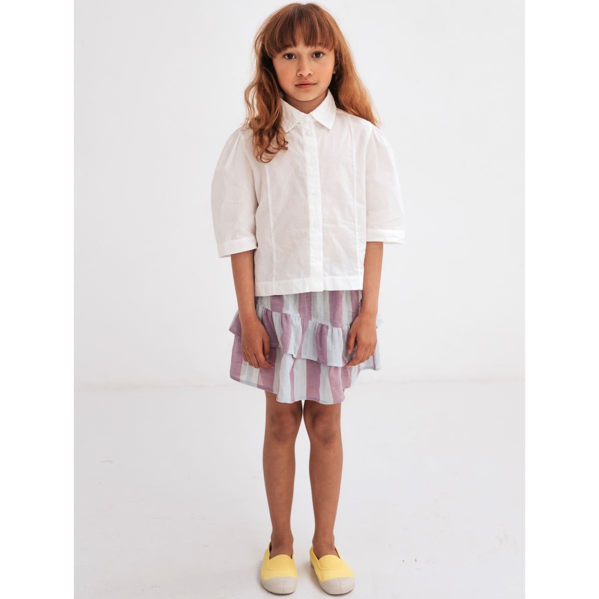 Poet Skirt | Soft Aqua Violet Stripe