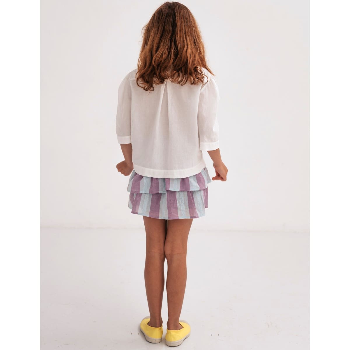 Poet Skirt | Soft Aqua Violet Stripe