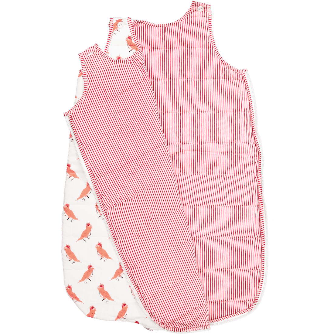 Reversible Sleeping Bag | Punky Birds / Red Stripes