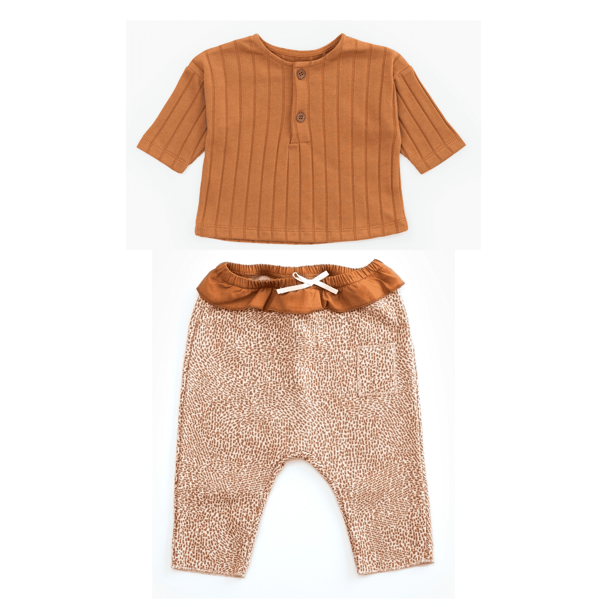 Rib Top Oregon Pine & Jacquard Trousers Raw