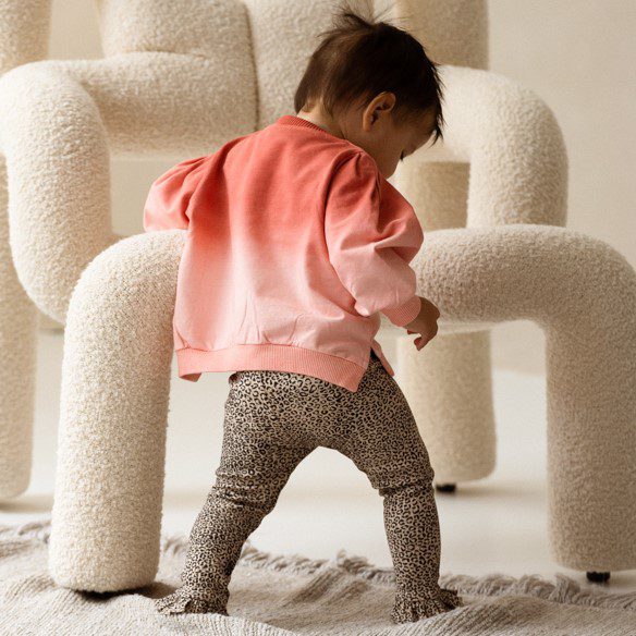 Rib Frill Leggings | Charcoal Little Leopard