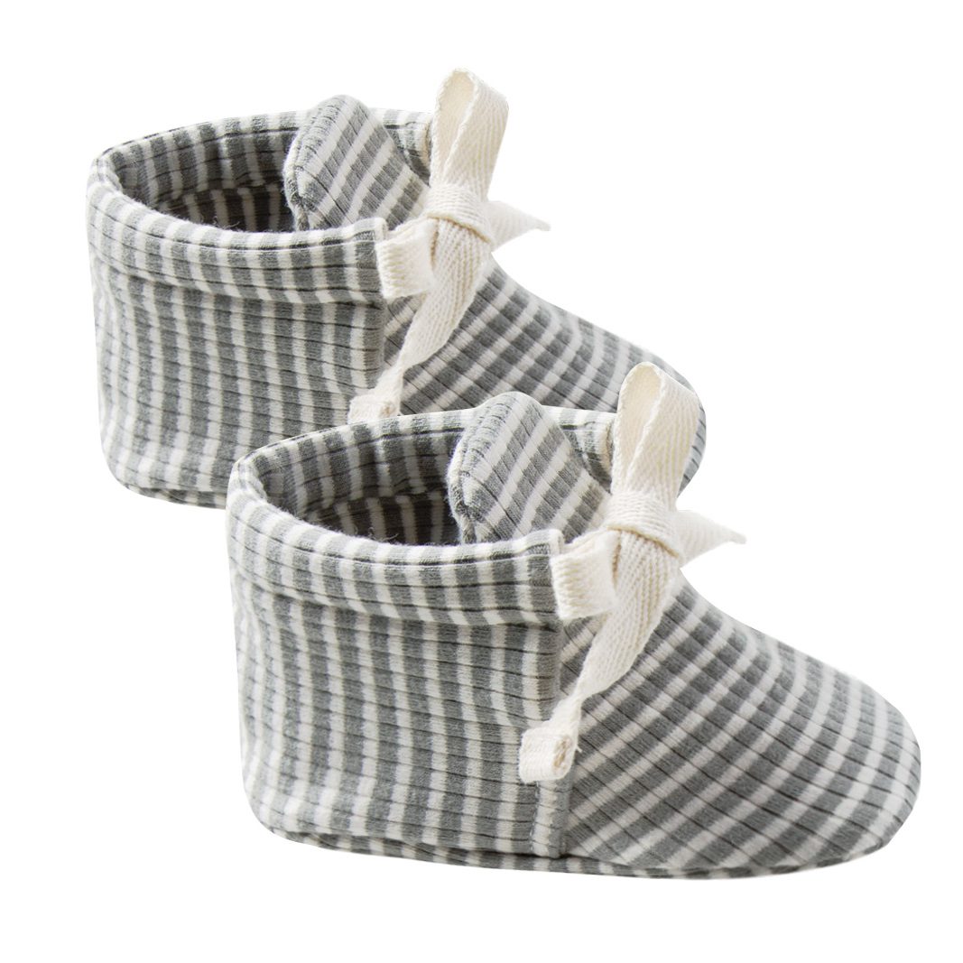 Ribbed Baby Booties | Eucalyptus Stripe