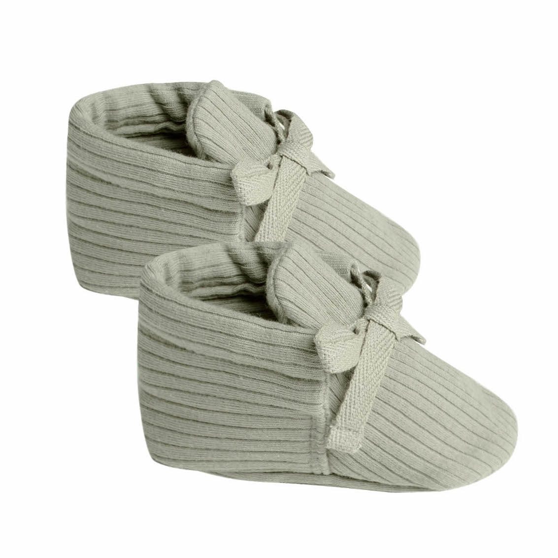 Ribbed Baby Booties | Sage