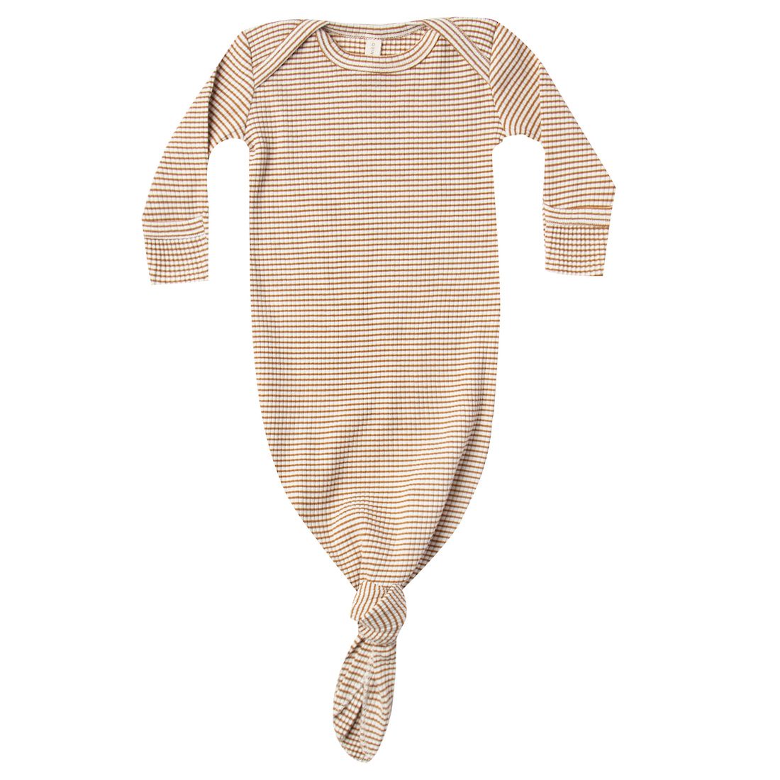 Ribbed Knotted Baby Gown | Walnut Stripe