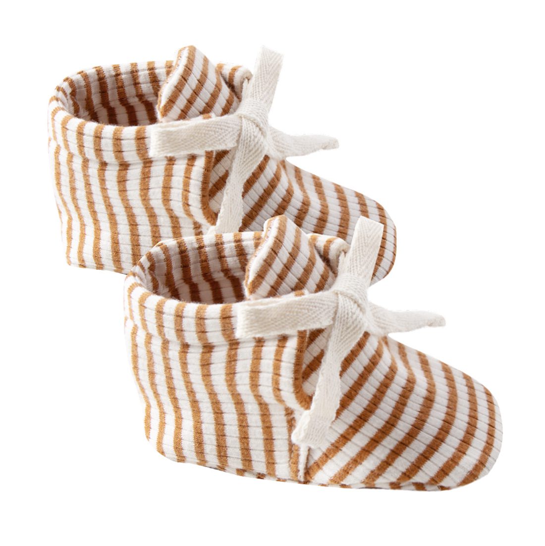 RibbedBaby Booties | Walnut Stripe
