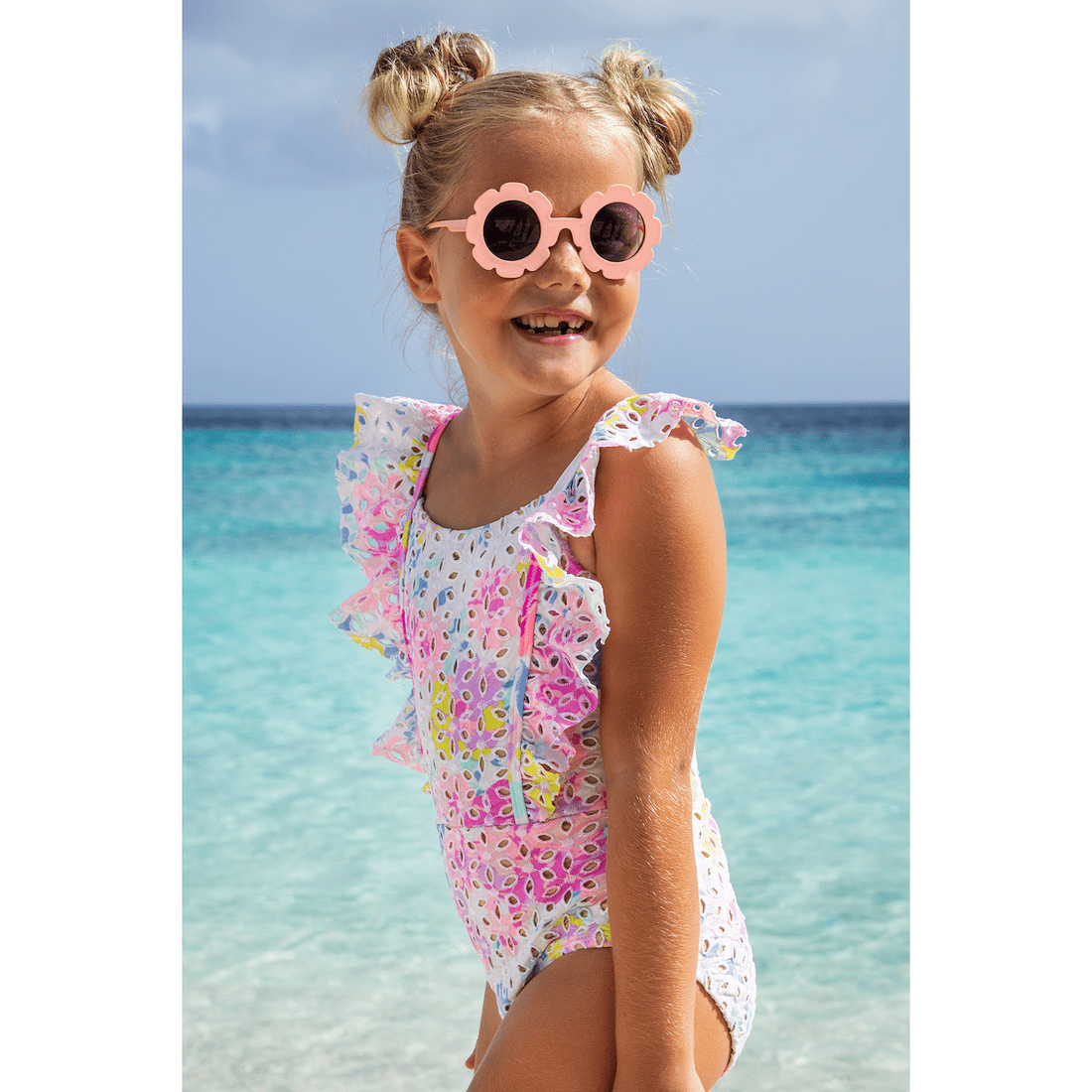 Ruffle Sleeve Floral Eyelet