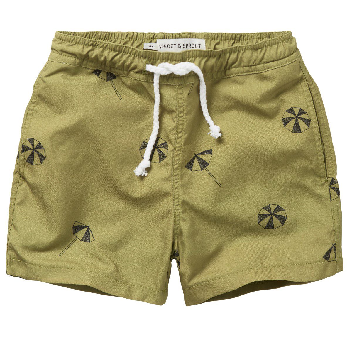 Umbrella Print Swim Shorts | Olive Green