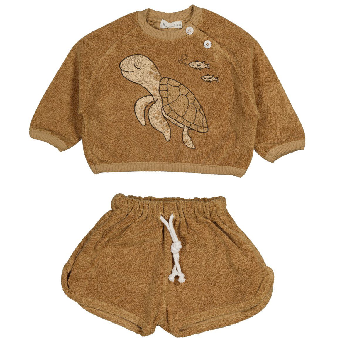 Terry Turtle Sweatshirt & Shorts | Tan