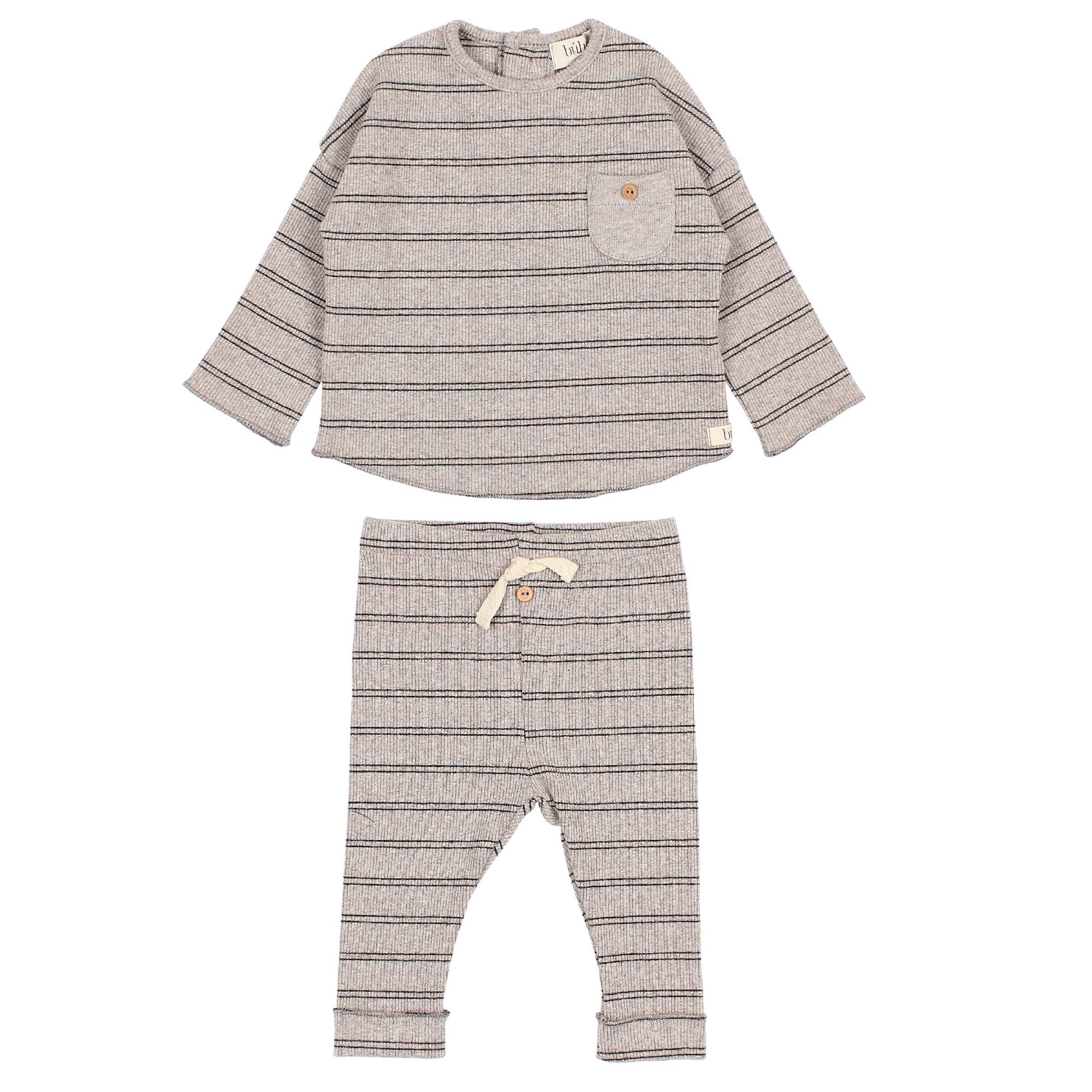 Soft Rib T-Shirt & Pants | Stone Stripes
