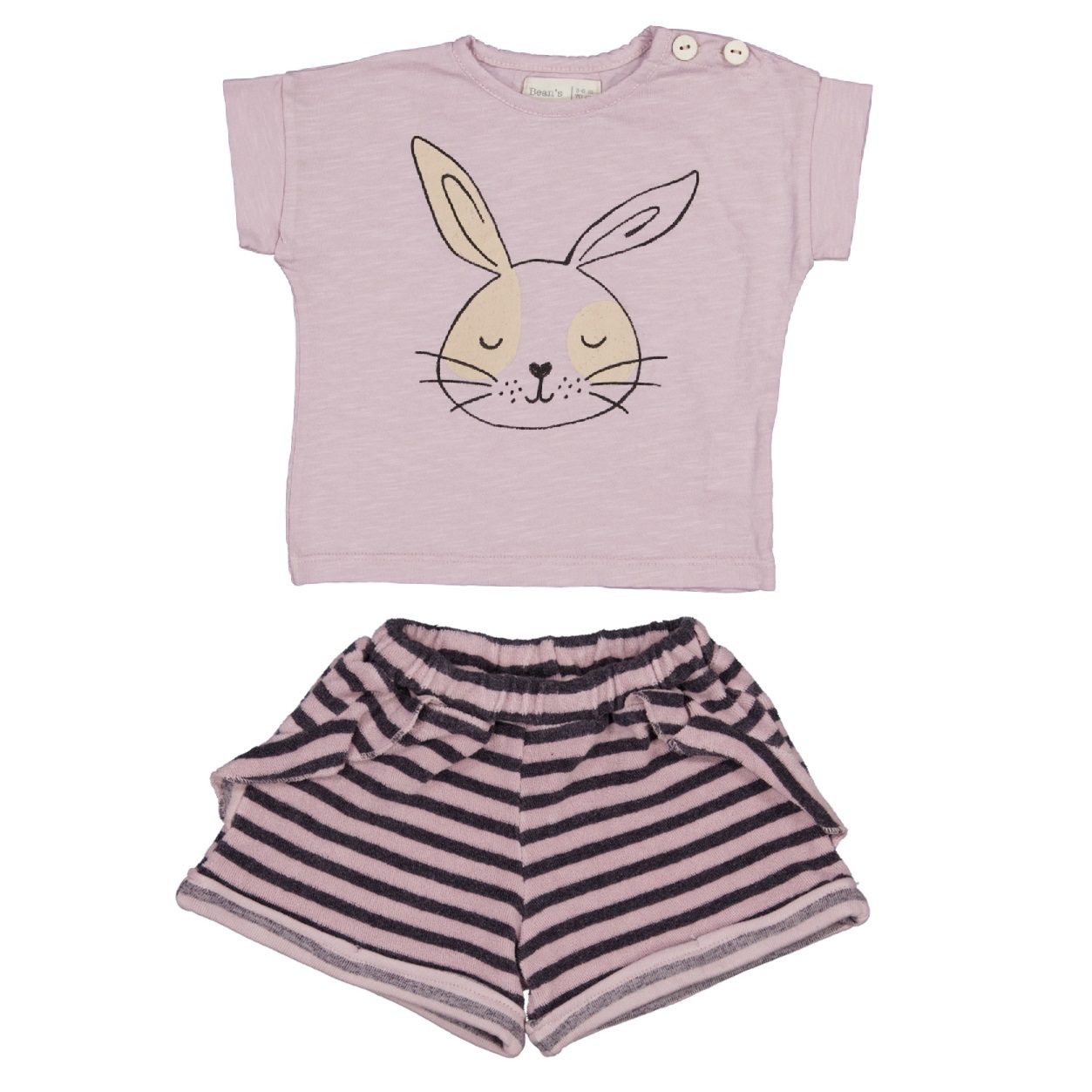 Rabbit Mauve T-Shirt & Stripe Shorts