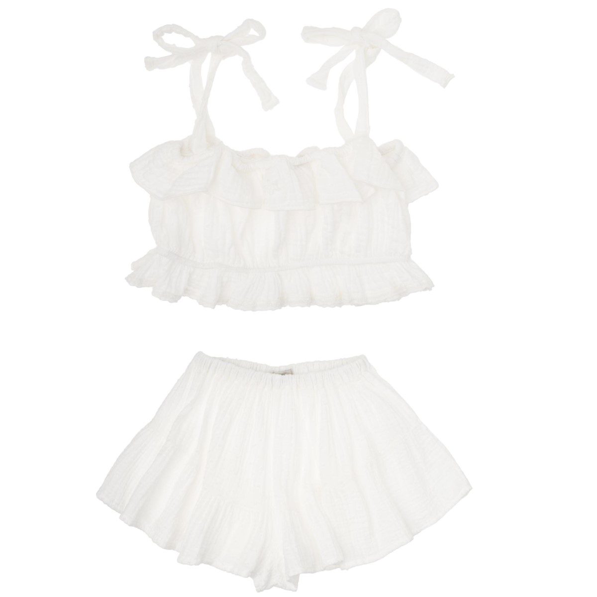 Plumeti Fabric Strappy Trop & Plumeti Short | Off-White