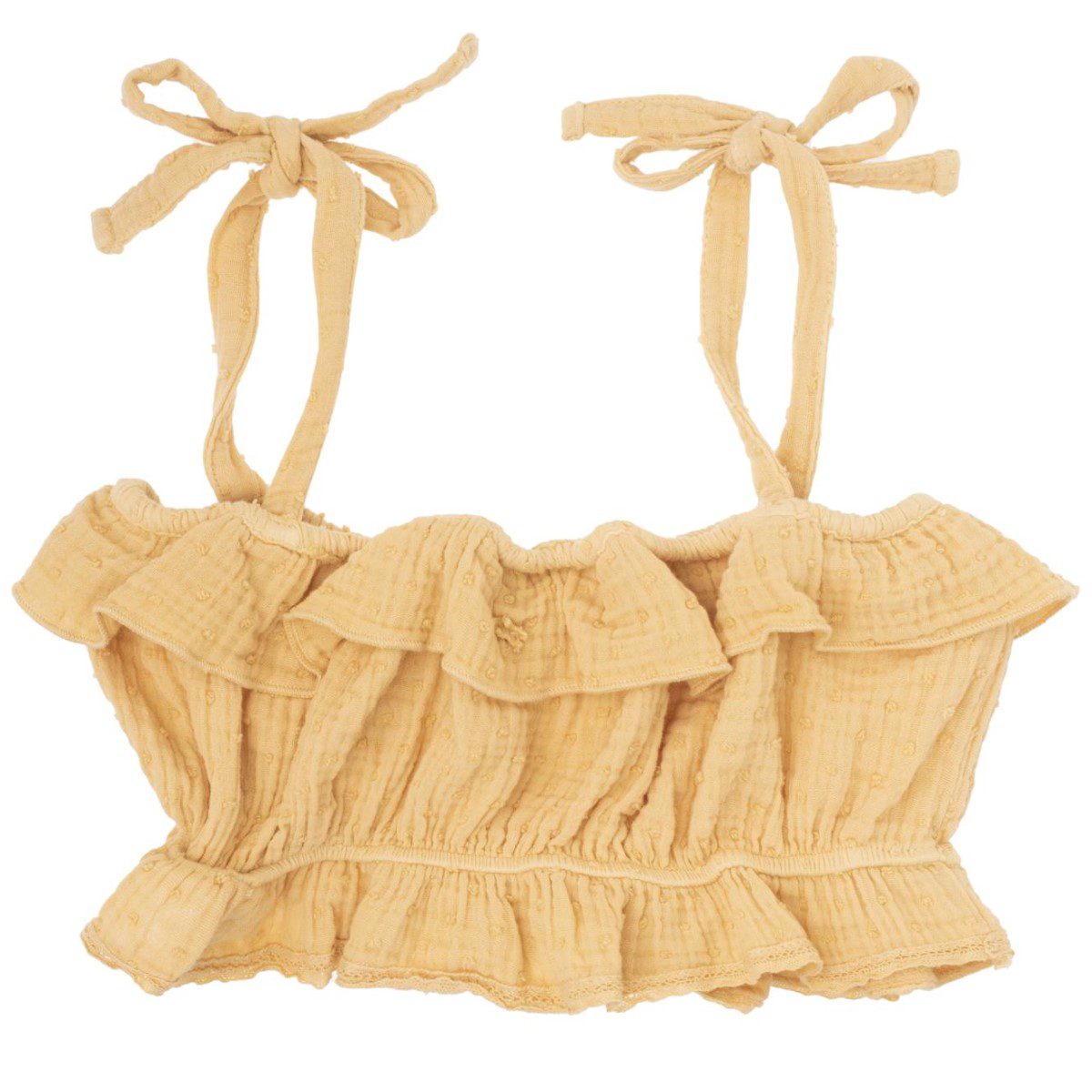 Plumeti Fabric Strappy Top & Floral Print Palazzo Pants Kid | Yellow/Off-White