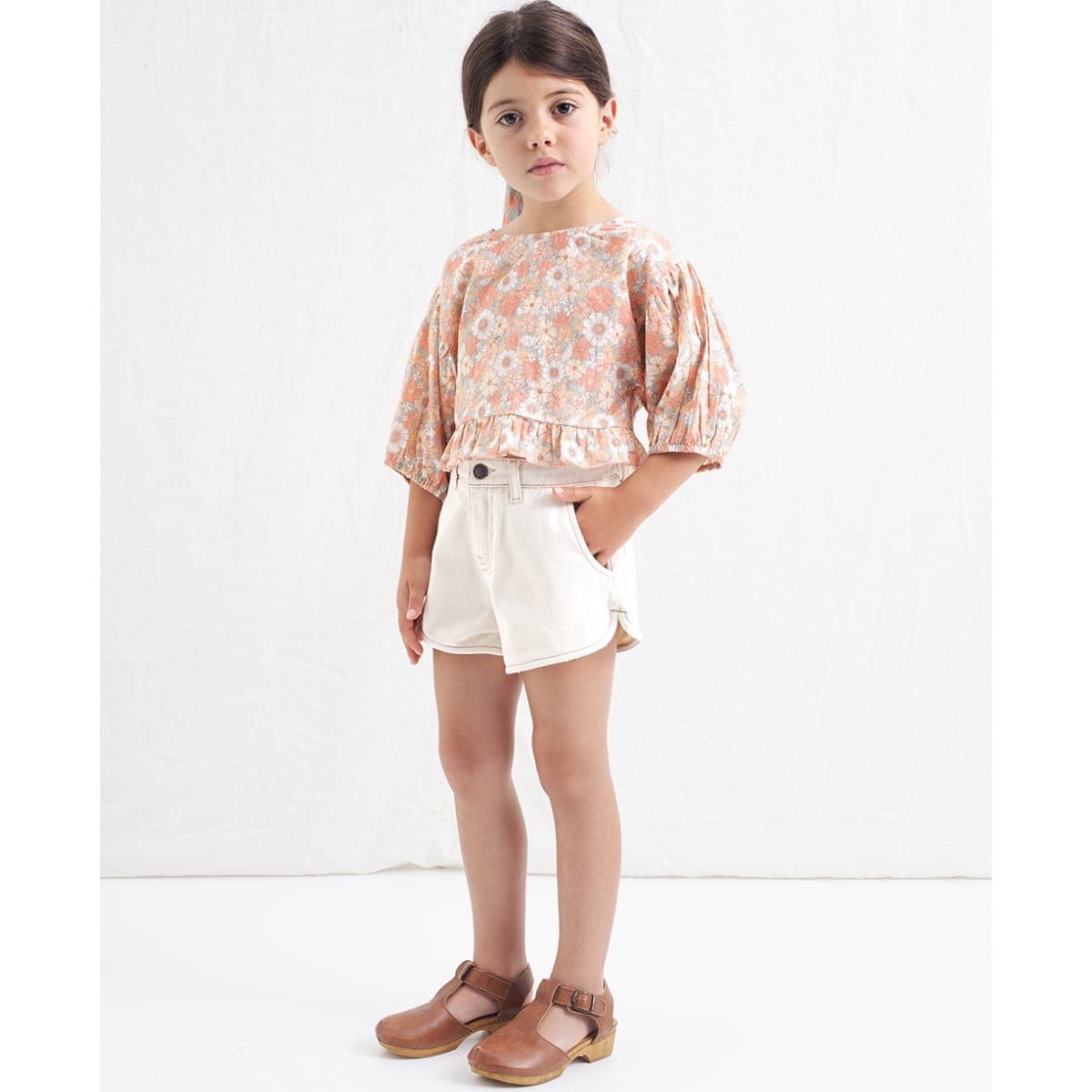 3/4 Sleeve Blouse W/ Flower Print